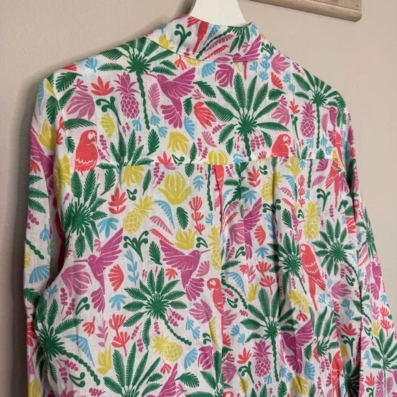 Boden Sienna Linen Shirt Multi Tropical Paradise - Picture 7 of 9